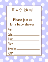blue and white polka dot printable baby boy shower invitations