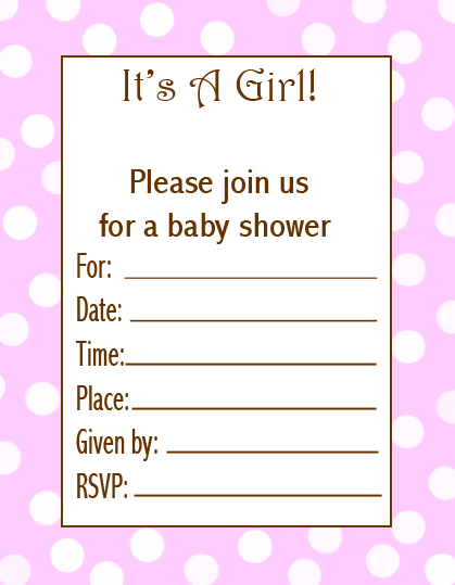 pink and white polka dot baby shower invitations