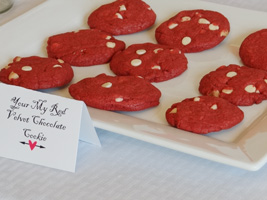 red velvet white chocolate chip cookies