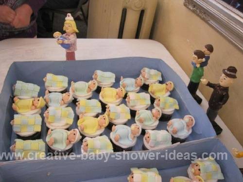 Maternity Ward Cupcakes with clay figurines