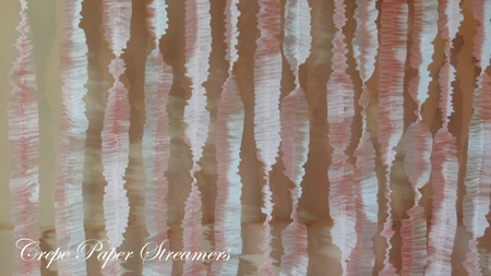 backdrop of ruffled crepe paper streamers