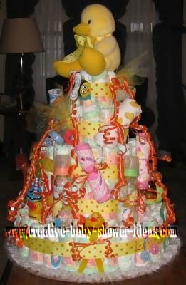 side duck polka dot diaper cake