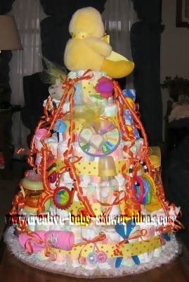 other side of duck baby shower diaper cake