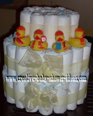 3 tier construction ducks diaper cake