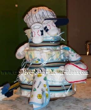 baseball diaper cake with cute sport baby clothing