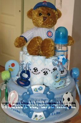 chicago cubs teddy bear diaper cake