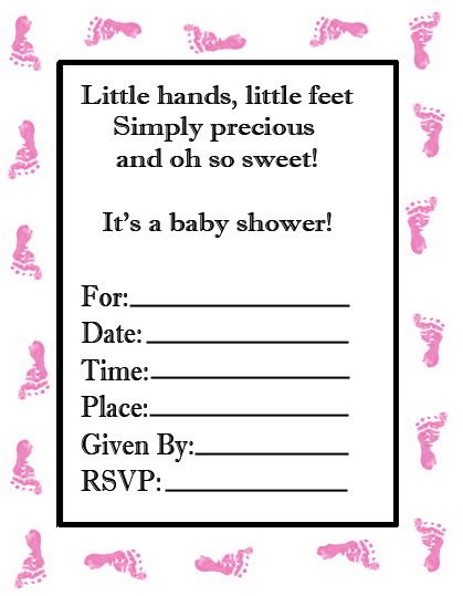 baby girl footprint invitation