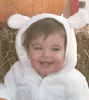cute baby in white bunny costume