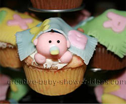 finished baby and blanket cupcakes