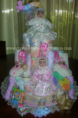 porcelain dolls diaper cake