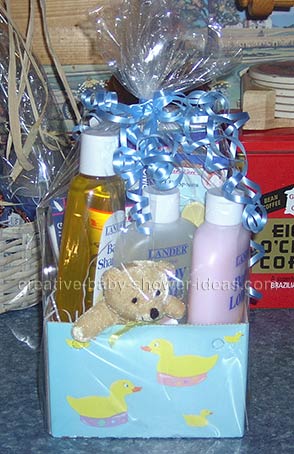 blue teddy bear basket centerpiece