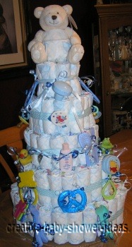 cream bear diaper cake