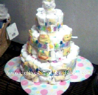 bear ribbon diaper cake