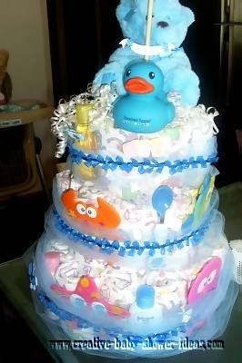 duck and friends diaper cake