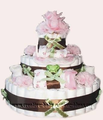pink and brown boutique diaper cakes