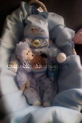 blue boy diaper baby in basket