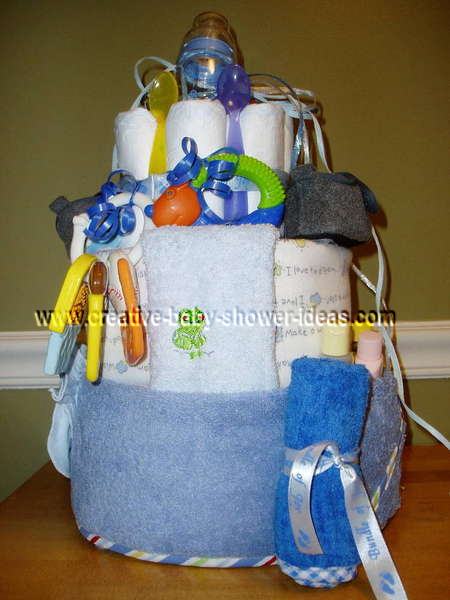 front of boy diaper cake