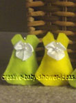  green and yellow mini felt dresses for bun in the oven game