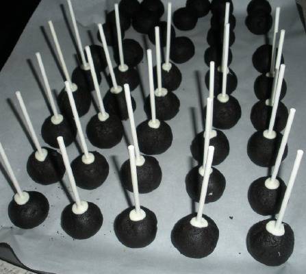 lollipop sticks attached to cake pop