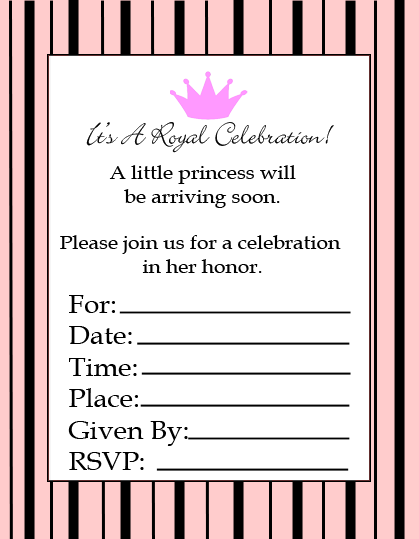 printable princess baby shower invitations