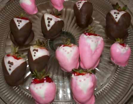 tuxedo and evening gown dress chocolate covered strawberries