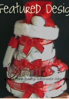 red and white santa hat christmas diaper cake