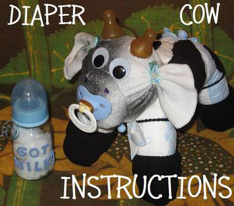 black and white diaper cow