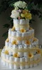 elegant 3 tier yellow and white daisy flower diaper cake