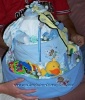 blue blanket diaper cake with yellow ducky