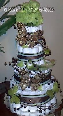 brown butterfly diaper cake