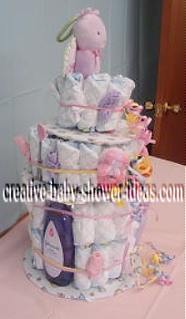 purple butterfly diaper cake