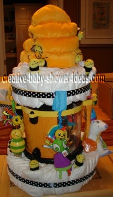 bee hive diaper cake centerpiece