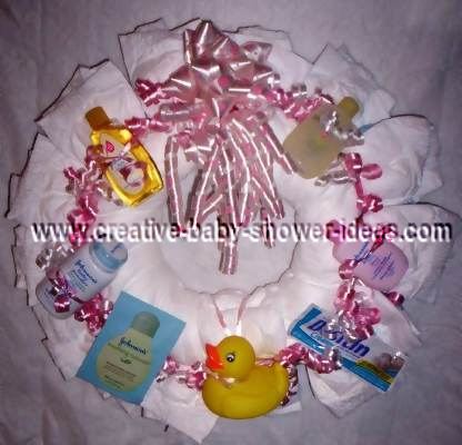 pink diaper wreath