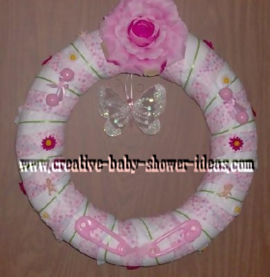 girl butterfly diaper wreath