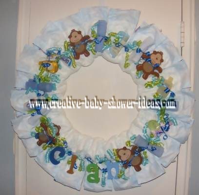 monkey letters diaper wreath