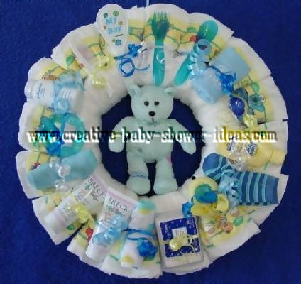 blue bear diaper wreath