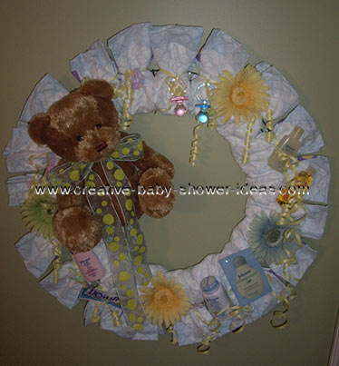 brown and cream bear diaper wreath