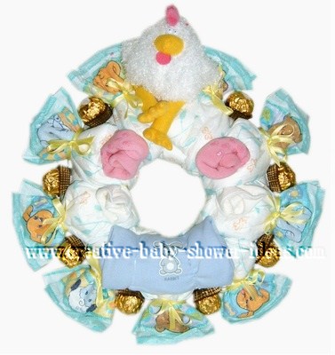 chicken and chocolate diaper wreath