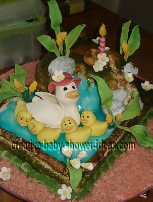 mommy and baby ducks baby shower cake