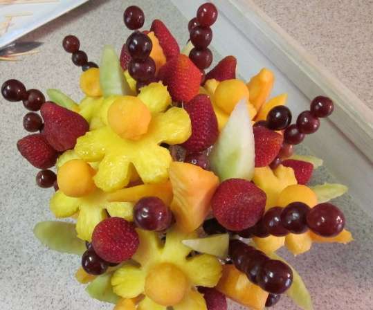 closeup of edible fruit bouquet