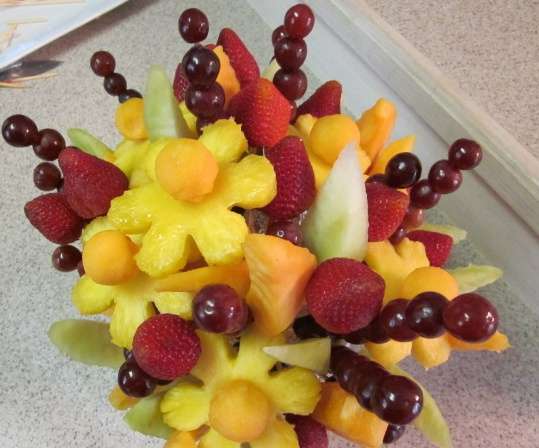 closeup de bouquet de frutas comestíveis