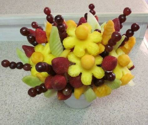 top viw of edible fruit bouquet