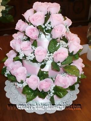 pink roses diaper cake