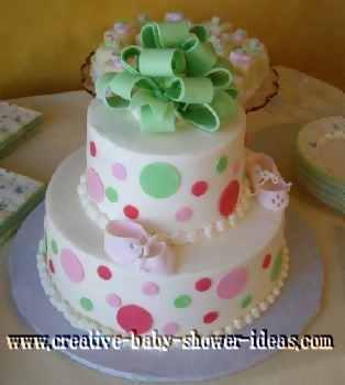 green bow polka dot baby cake