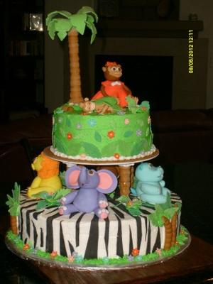 jungle animals baby shower cake