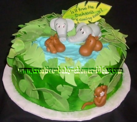 jungle animals pond cake