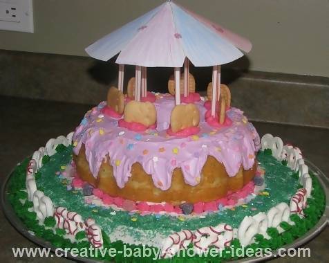 Animal Cracker Merry Go Round Carousel Cake