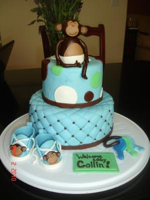 Girl Birthday Cakes on Mod Monkey Baby Shower Cake