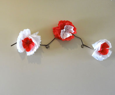 red and white napkin paper flowers