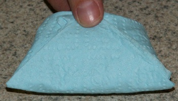 fold bottom point up to create diaper nut cup